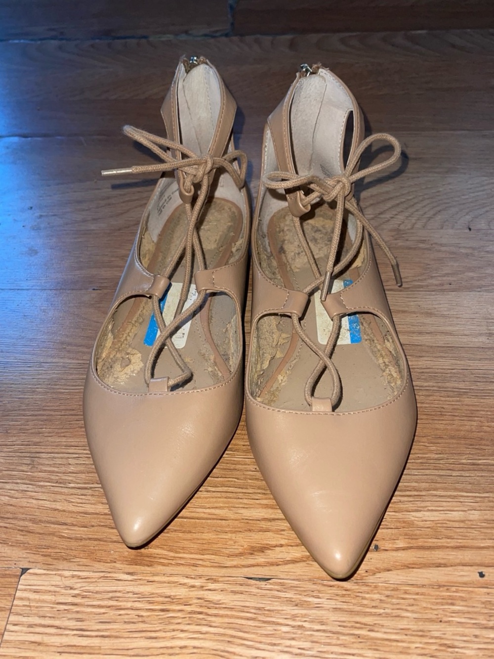 Saks Fifth Avenue Women’s Nude Pointed Lace-Up Flats